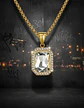 Collar Para  Hombre Dije Hip Hop Piedra Gema Cuadrada Acero - Miniatura 24
