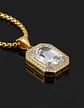 Collar Para  Hombre Dije Hip Hop Piedra Gema Cuadrada Acero - Miniatura 25