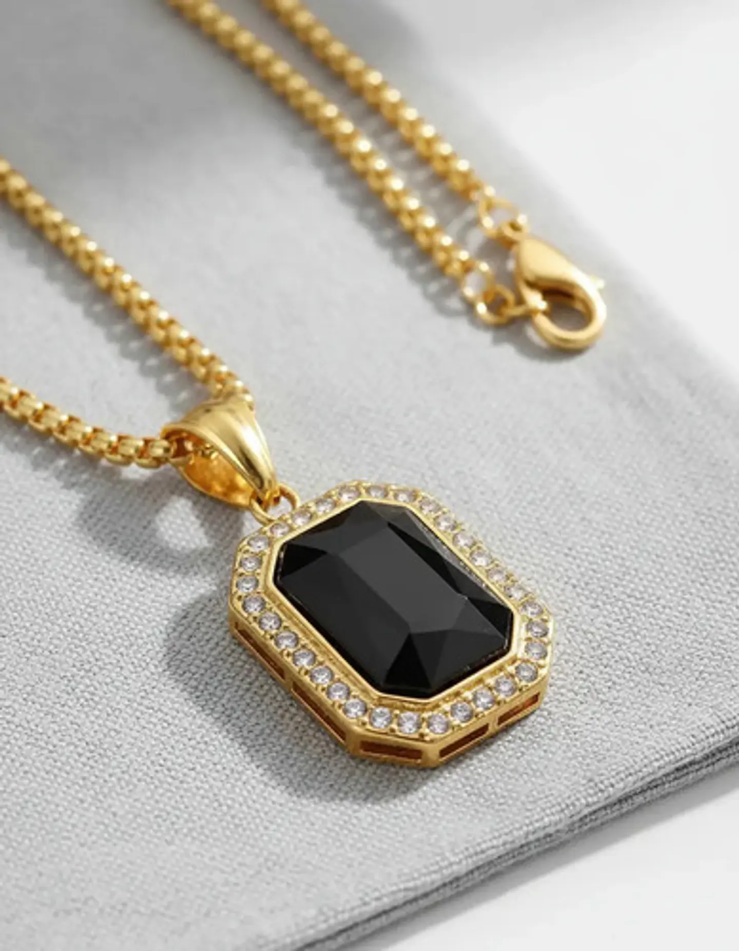 Collar Para  Hombre Dije Hip Hop Piedra Gema Cuadrada Acero 30