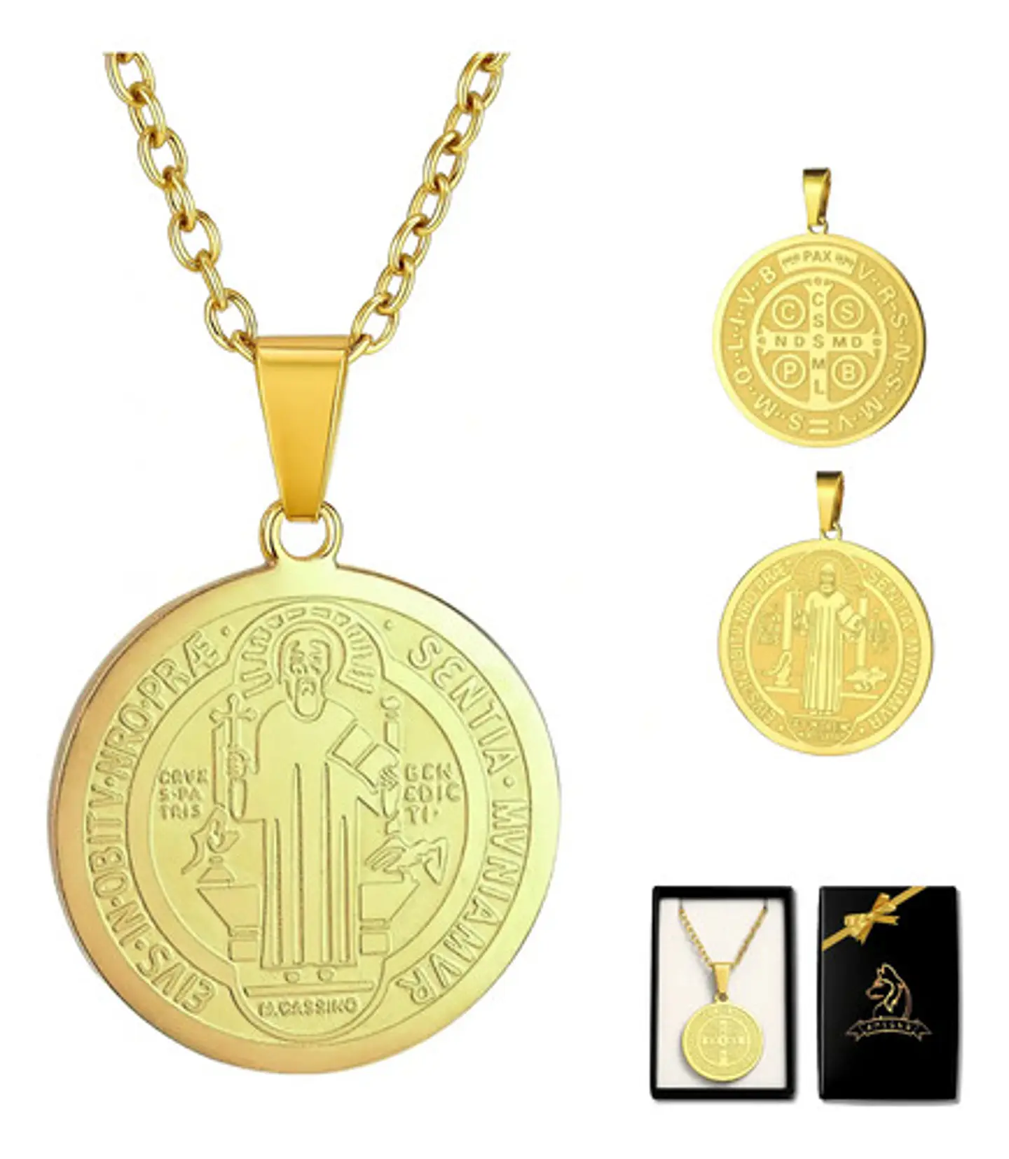 Collar Hombres Y Mujeres Dije Sello San Benito Abad Medalla 10