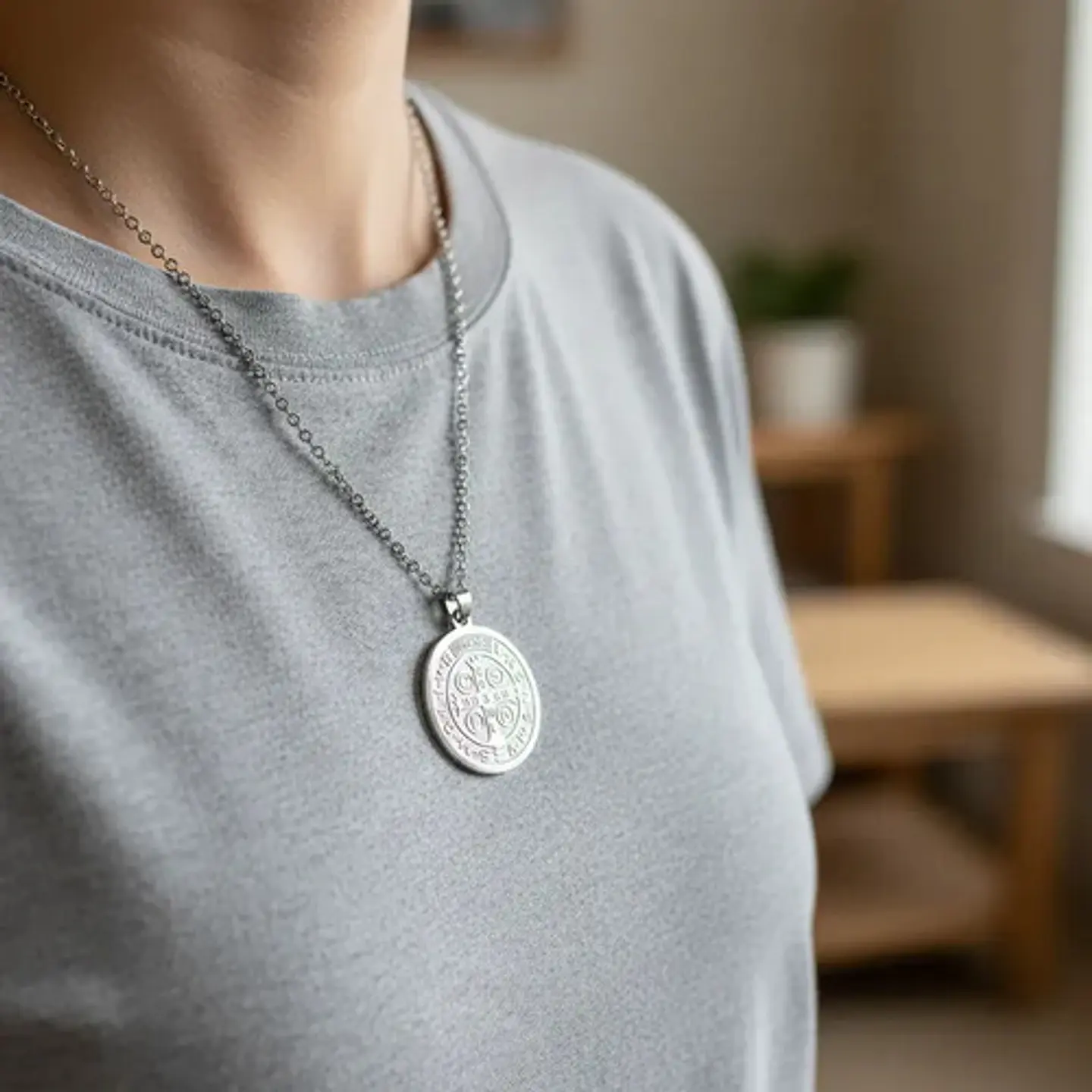 Collar Hombres Y Mujeres Dije Sello San Benito Abad Medalla 14
