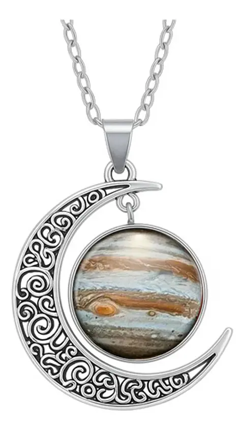 Collar Para Mujeres Con Dije Luna Nebulosa Galaxia Universo