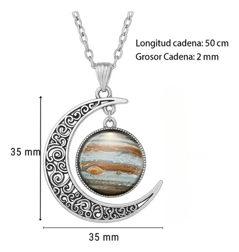 Collar Para Mujeres Con Dije Luna Nebulosa Galaxia Universo 2