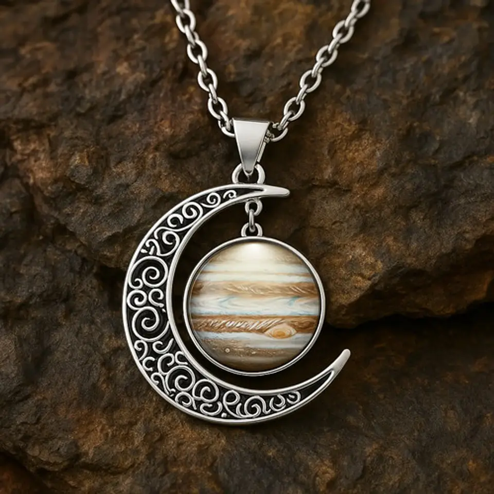 Collar Para Mujeres Con Dije Luna Nebulosa Galaxia Universo 3