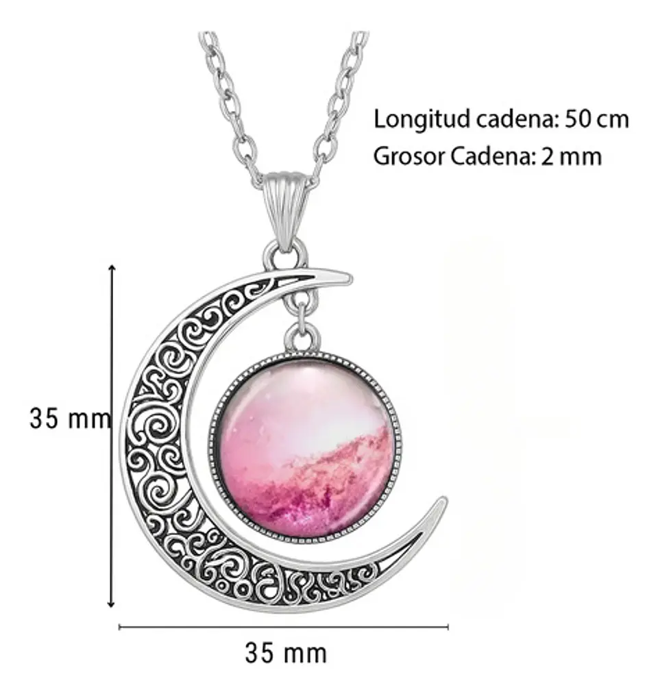 Collar Para Mujeres Con Dije Luna Nebulosa Galaxia Universo 10