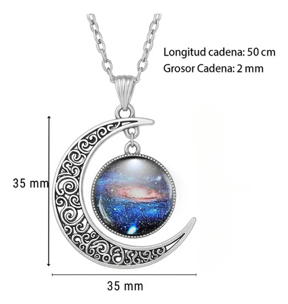 Collar Para Mujeres Con Dije Luna Nebulosa Galaxia Universo 19