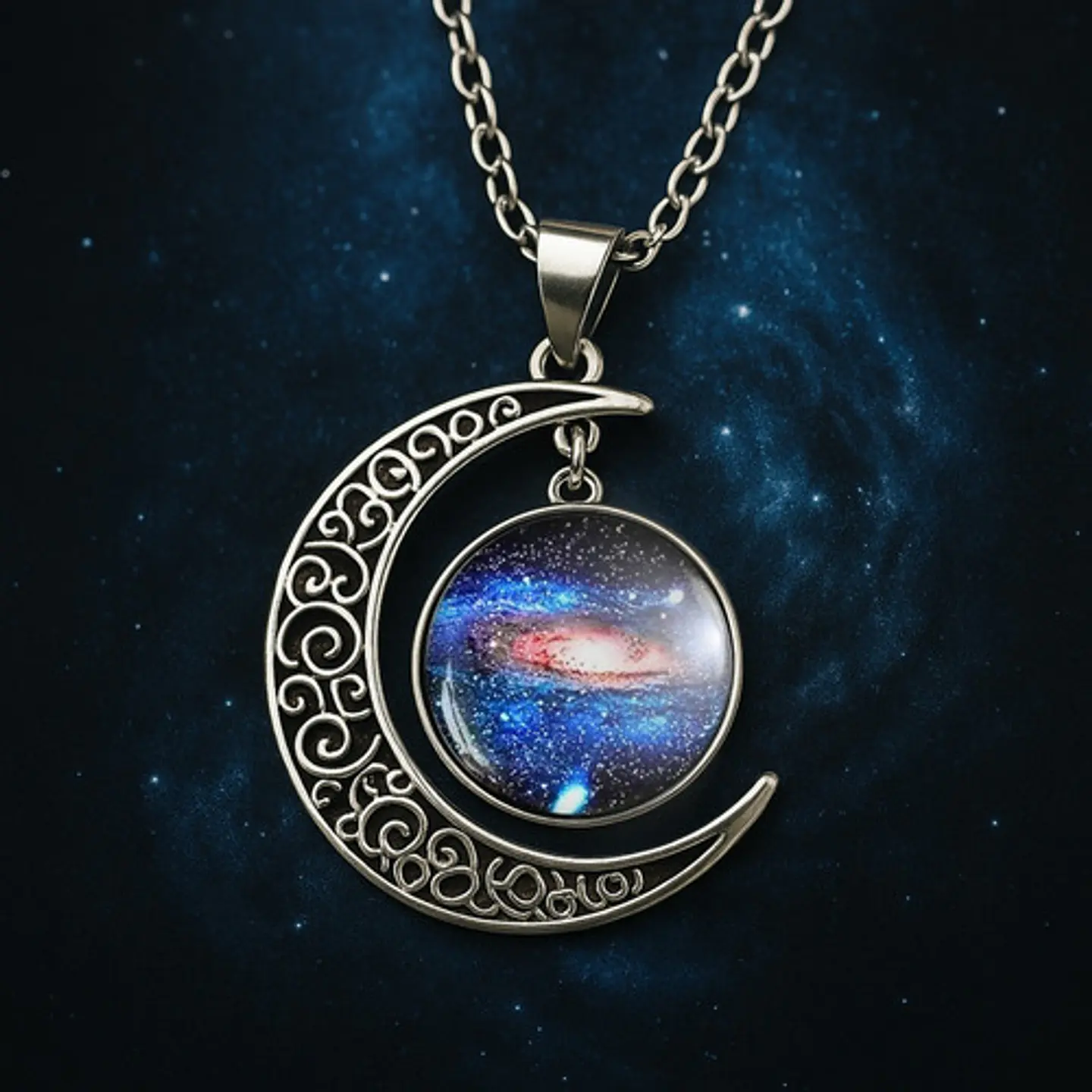 Collar Para Mujeres Con Dije Luna Nebulosa Galaxia Universo 20