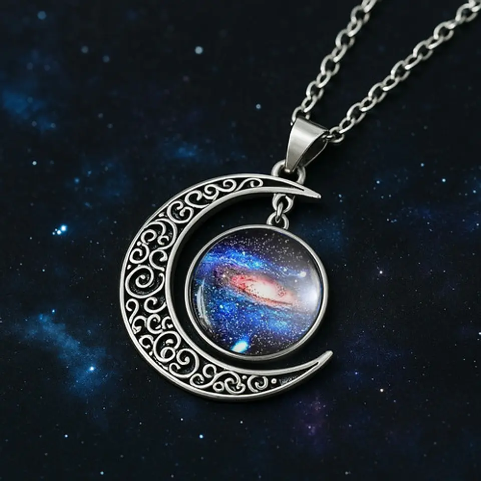 Collar Para Mujeres Con Dije Luna Nebulosa Galaxia Universo 21