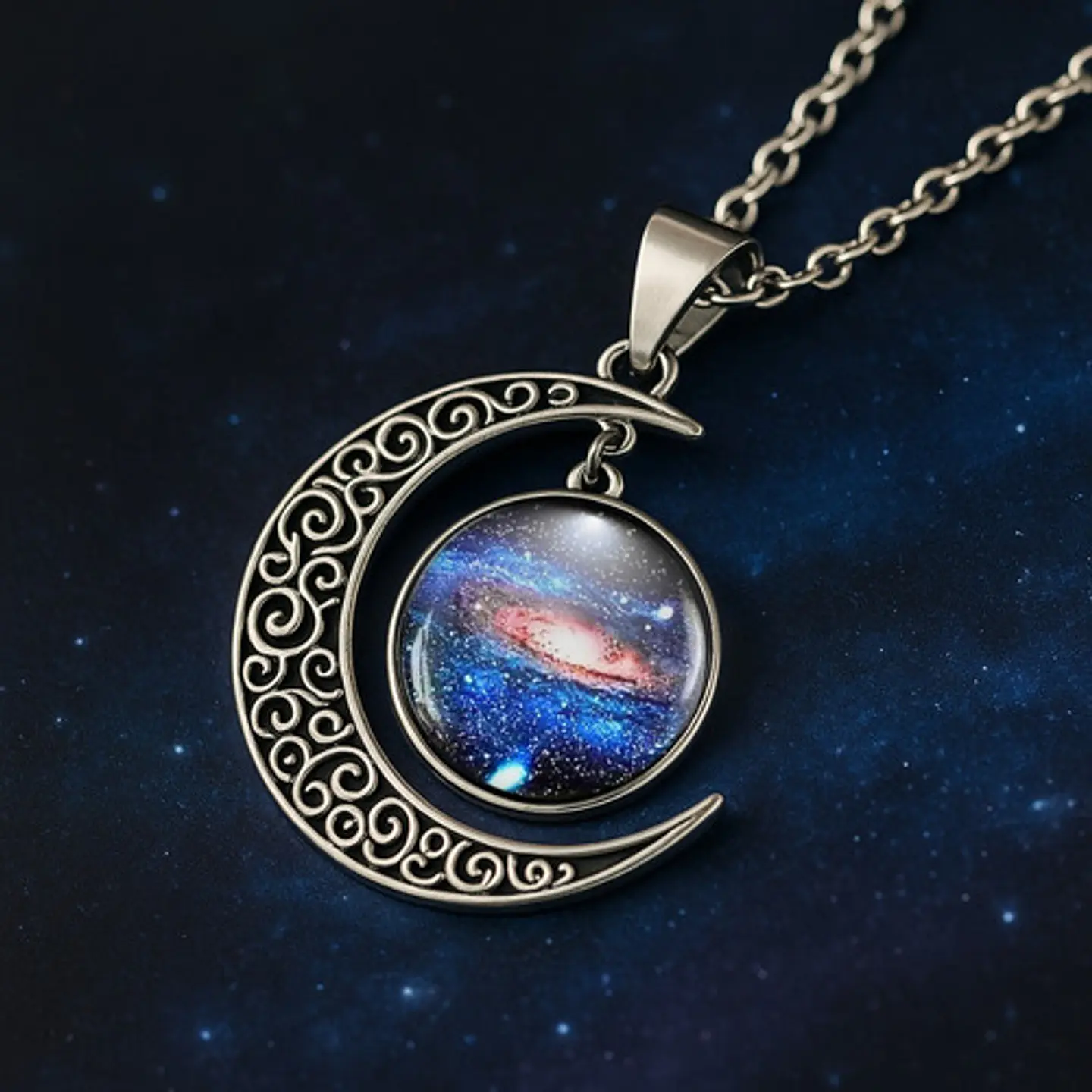 Collar Para Mujeres Con Dije Luna Nebulosa Galaxia Universo 22