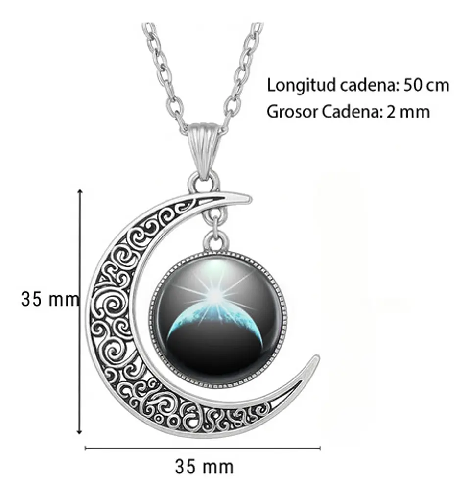 Collar Para Mujeres Con Dije Luna Nebulosa Galaxia Universo 27