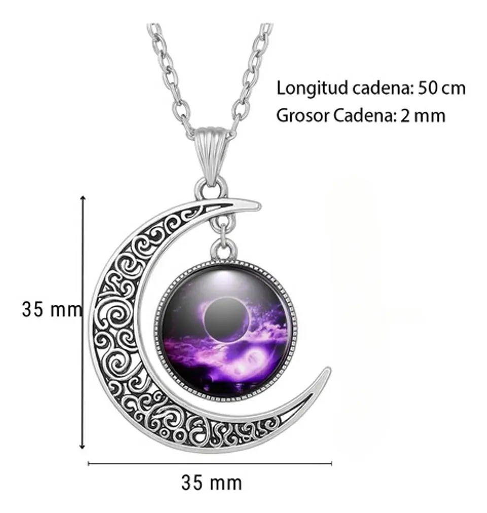 Collar Para Mujeres Con Dije Luna Nebulosa Galaxia Universo 34