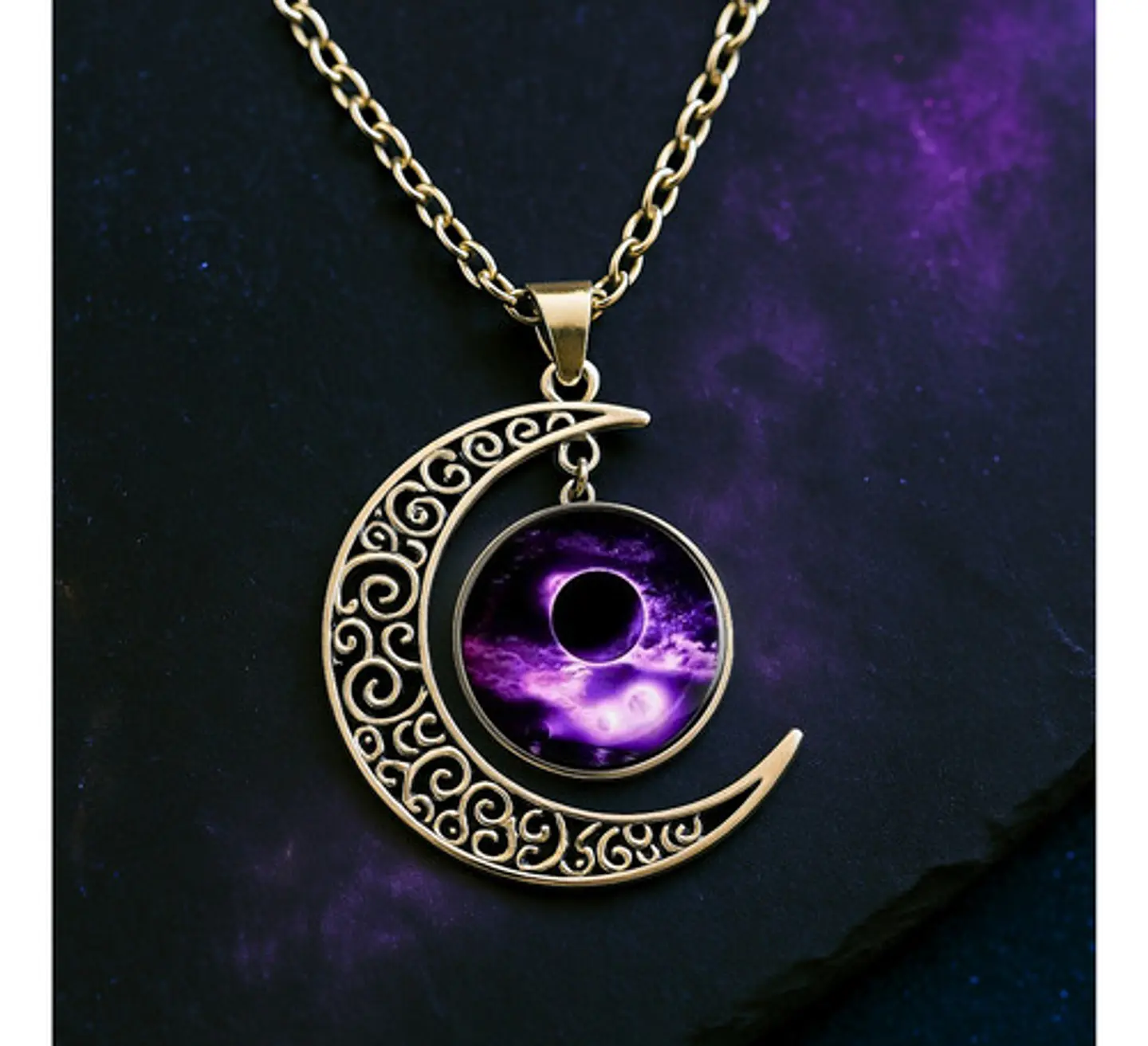 Collar Para Mujeres Con Dije Luna Nebulosa Galaxia Universo 35