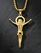 Collar Para Hombres Dije Crucifijo Con Piedras Cz Color Oro - Miniatura 6