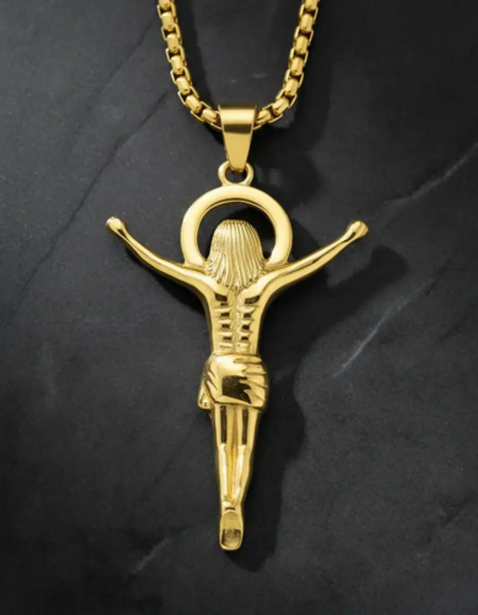 Collar Para Hombres Dije Crucifijo Con Piedras Cz Color Oro 6