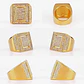 Anillo Hip Hop Para Hombre Piedras Diseño Cuadrado Color Oro - Miniatura 2