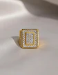 Anillo Hip Hop Para Hombre Piedras Diseño Cuadrado Color Oro - Miniatura 5
