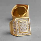 Anillo Hip Hop Para Hombre Piedras Diseño Cuadrado Color Oro - Miniatura 6