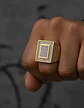 Anillo Hip Hop Para Hombre Piedras Diseño Cuadrado Color Oro - Miniatura 9