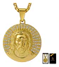 Collar Para Hombres Dije Piedras Cz Cristo Jesús Color Oro - Miniatura 1