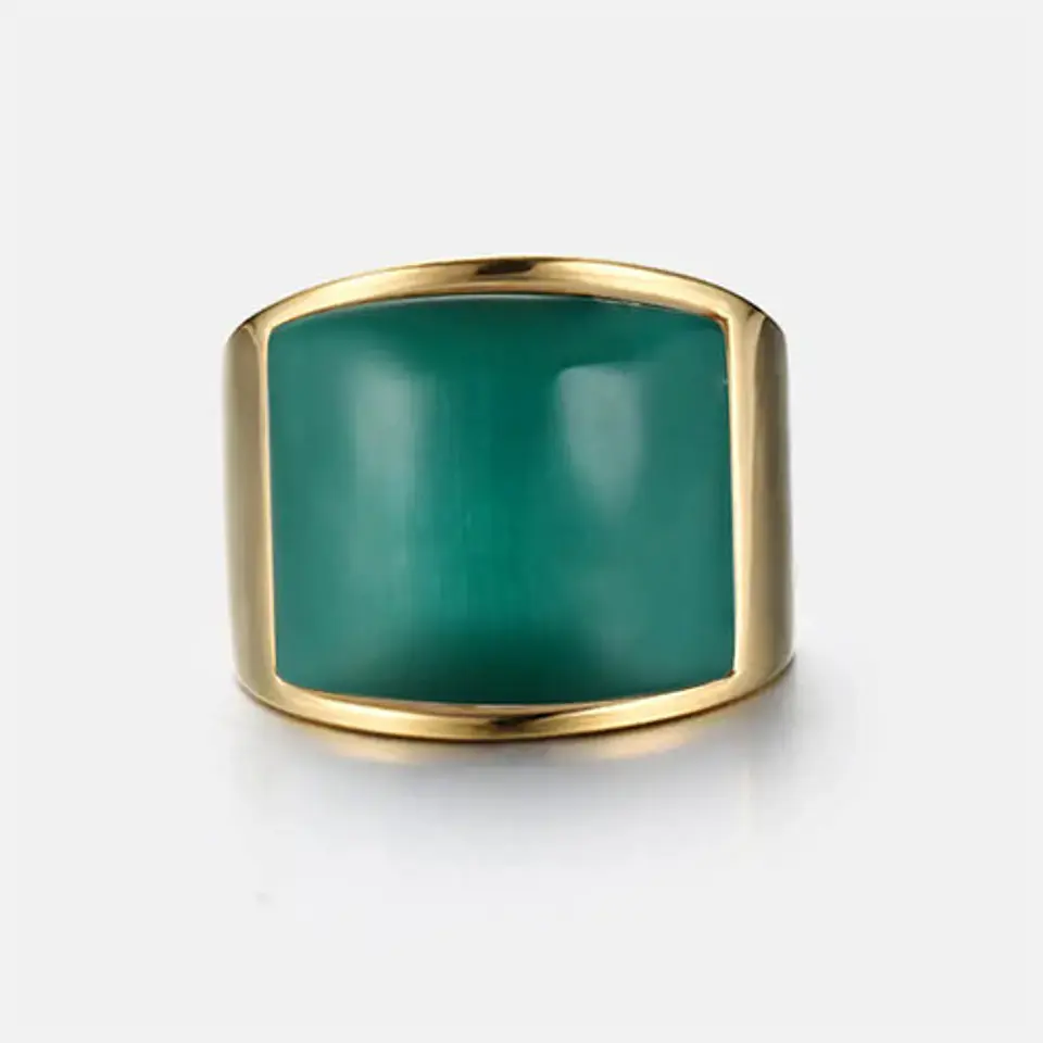 Anillo Para Hombres Mujeres Con Piedra De Ópalo Geométrico 2