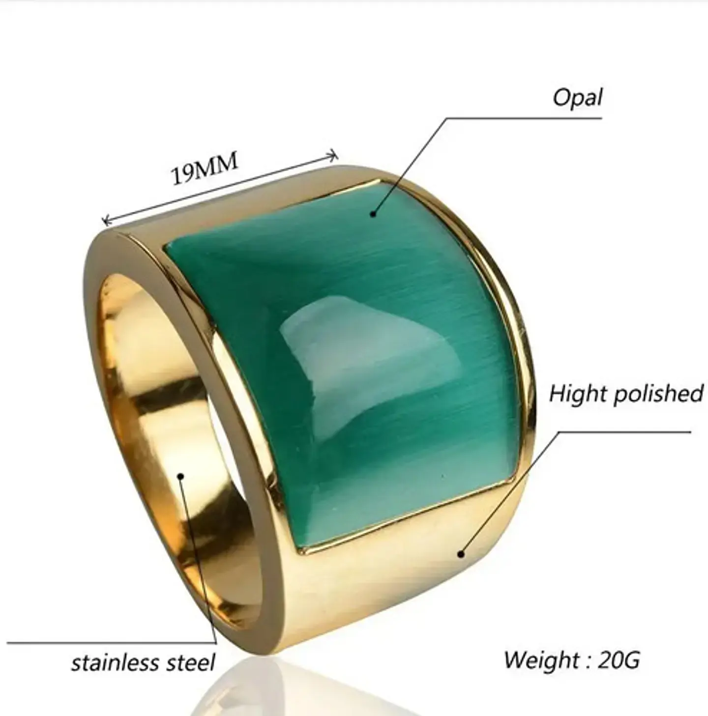 Anillo Para Hombres Mujeres Con Piedra De Ópalo Geométrico 8