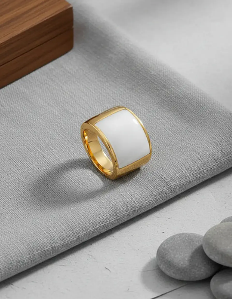 Anillo Para Hombres Mujeres Con Piedra De Ópalo Geométrico 24