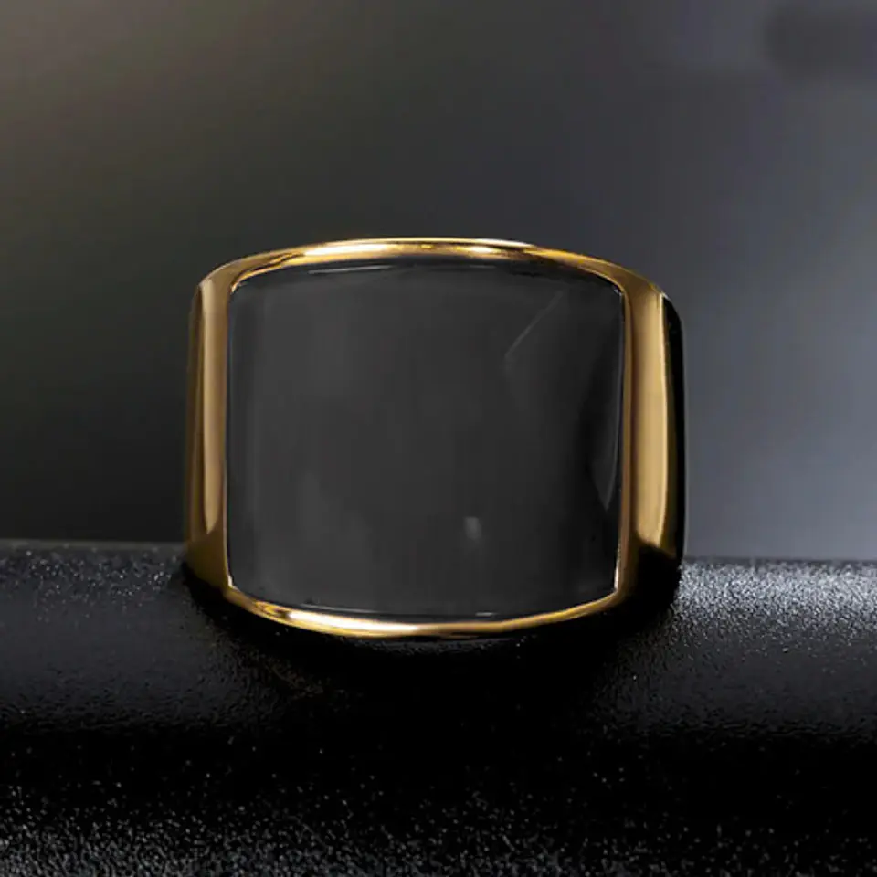 Anillo Para Hombres Mujeres Con Piedra De Ópalo Geométrico 37