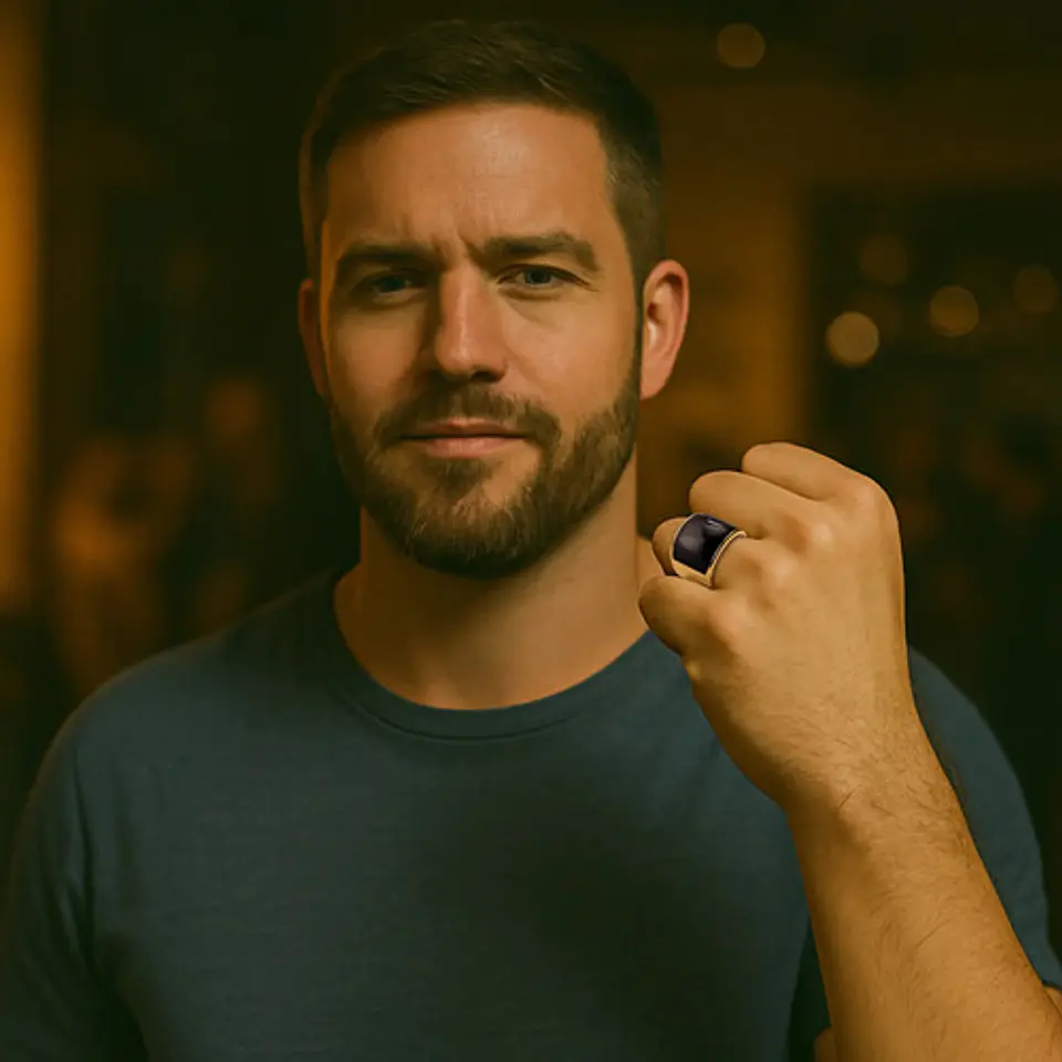 Anillo Para Hombres Mujeres Con Piedra De Ópalo Geométrico 38