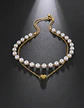 Collar Para Mujeres Dije Corazón Y Perlas Doble Cadena Acero - Miniatura 5