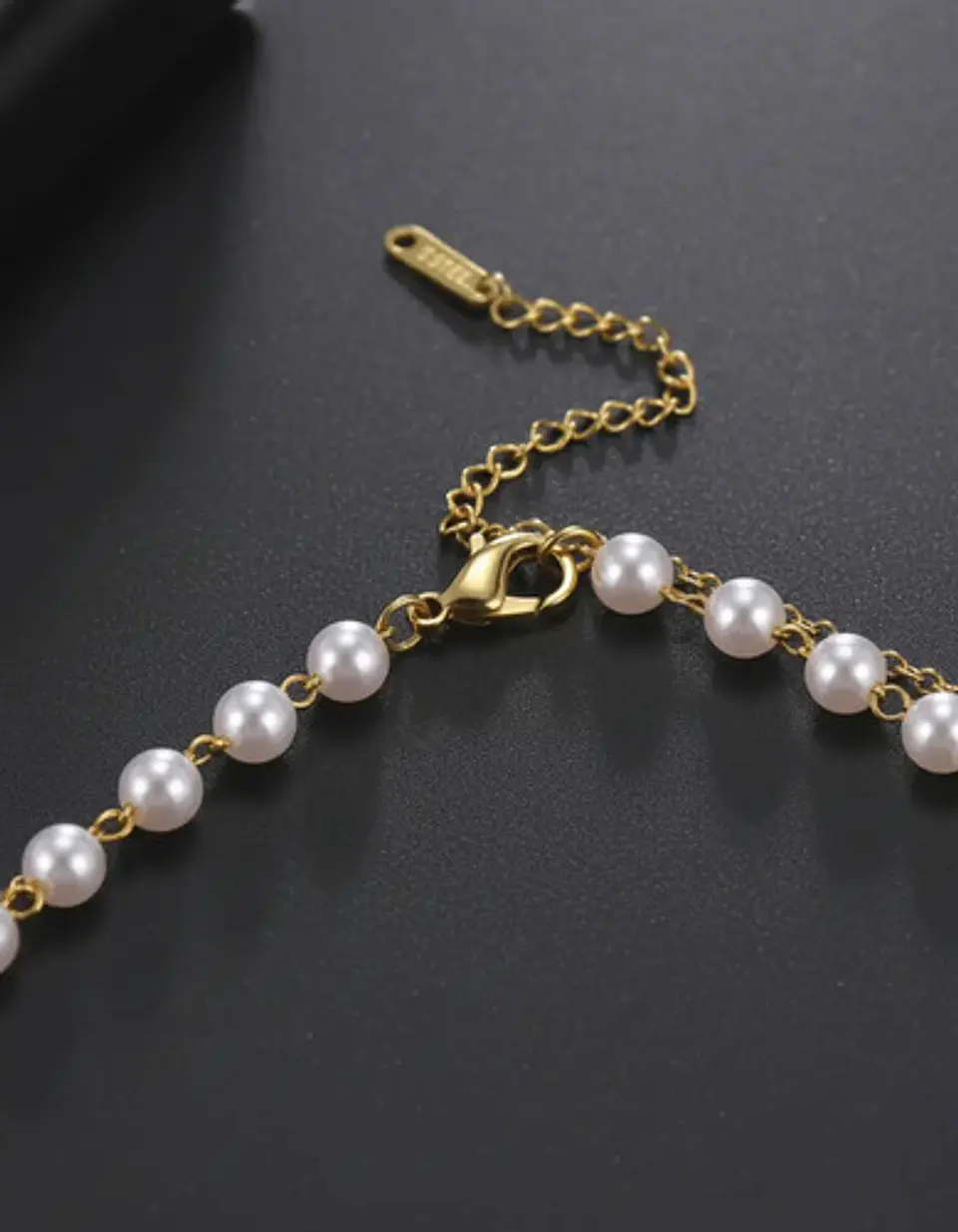 Collar Para Mujeres Dije Corazón Y Perlas Doble Cadena Acero 8