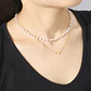 Collar Para Mujeres Dije Corazón Y Perlas Doble Cadena Acero - Miniatura 10