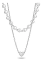 Collar Para Mujeres Dije Corazón Y Perlas Doble Cadena Acero - Miniatura 11