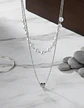 Collar Para Mujeres Dije Corazón Y Perlas Doble Cadena Acero - Miniatura 12
