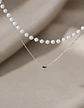 Collar Para Mujeres Dije Corazón Y Perlas Doble Cadena Acero - Miniatura 15