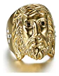 Anillo Hip Hop Para Hombre Rostro Jesús Y Piedras Color Oro - Miniatura 2