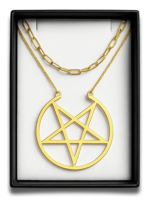 Collar Para Mujer Dije Estrella Pentagrama Acero Color Oro