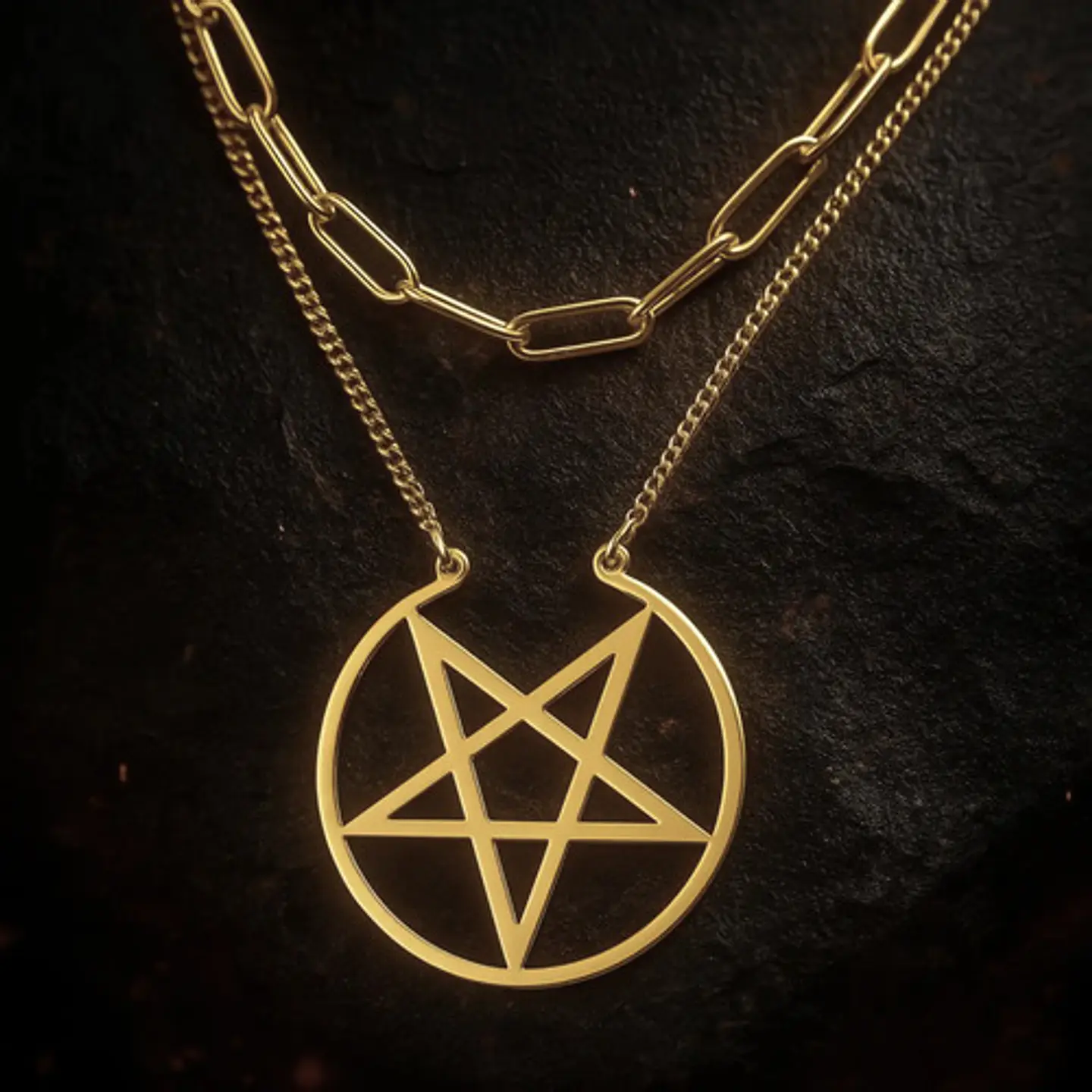 Collar Para Mujer Dije Estrella Pentagrama Acero Color Oro 6