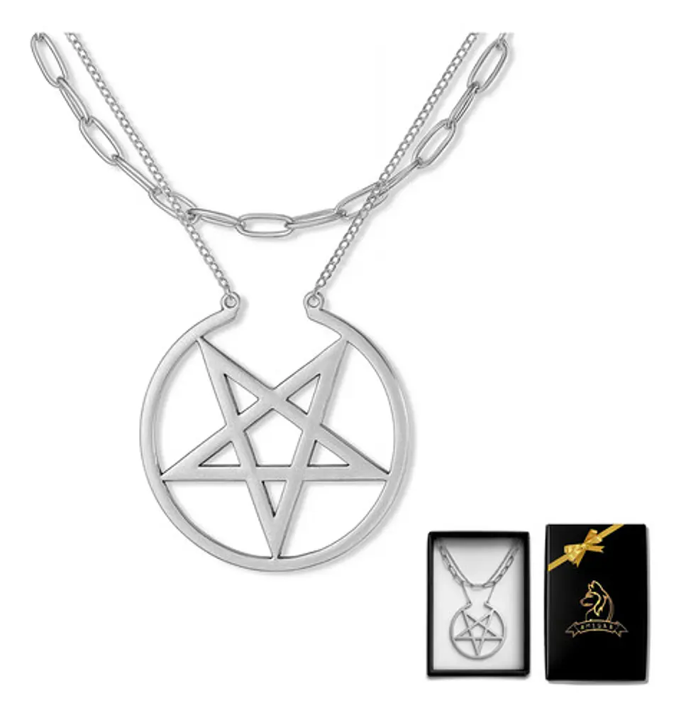Collar Para Mujer Dije Estrella Pentagrama Acero Color Oro 7