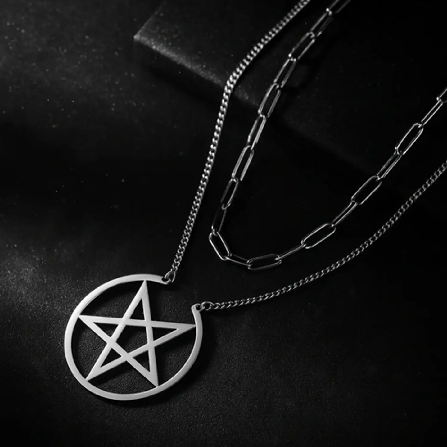 Collar Para Mujer Dije Estrella Pentagrama Acero Color Oro 10