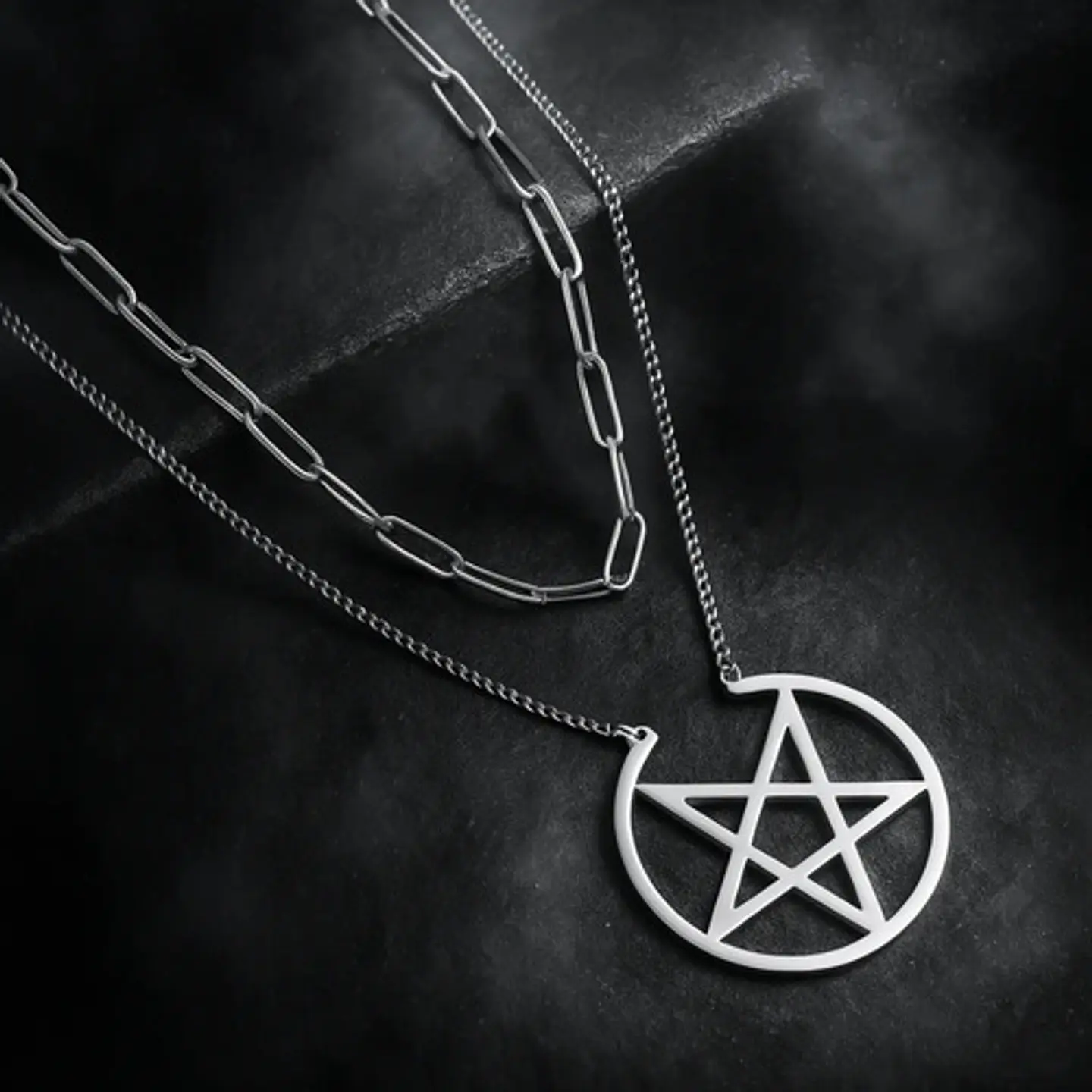 Collar Para Mujer Dije Estrella Pentagrama Acero Color Oro 11