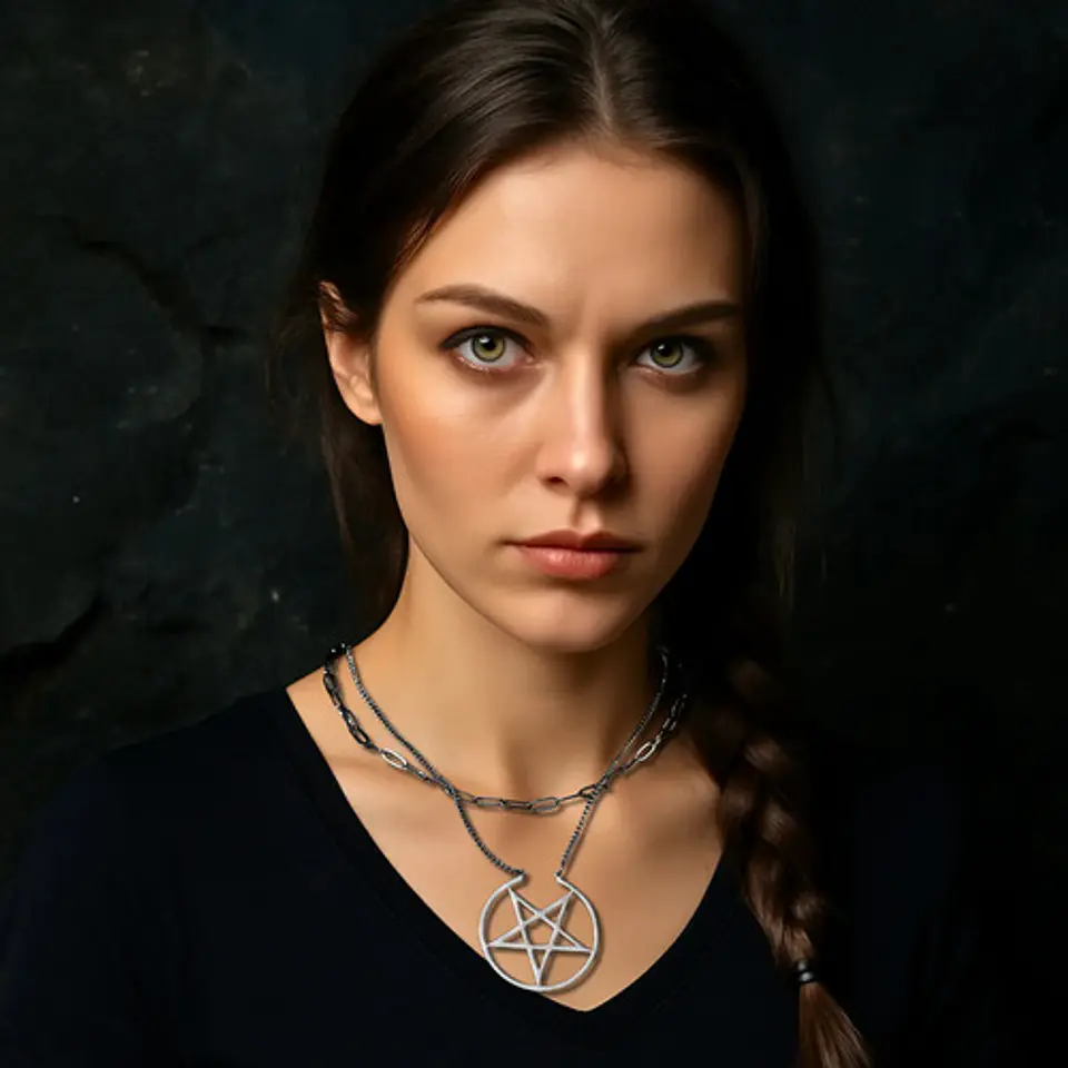 Collar Para Mujer Dije Estrella Pentagrama Acero Color Oro 12