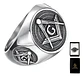 Anillo Para Hombre Simbolo Mason Escuadra Color Plata Acero - Miniatura 1