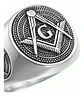 Anillo Para Hombre Simbolo Mason Escuadra Color Plata Acero - Miniatura 2