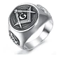 Anillo Para Hombre Simbolo Mason Escuadra Color Plata Acero - Miniatura 3
