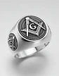 Anillo Para Hombre Simbolo Mason Escuadra Color Plata Acero - Miniatura 4