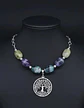 Collar Para Mujer Dije Árbol De La Vida Con Piedras Fluorita - Miniatura 9