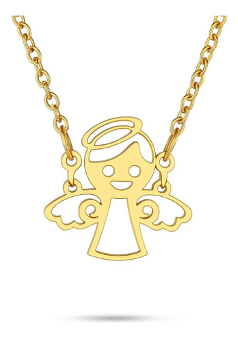 Collar En Acero Para Mujer Dije Cute De Angel De La Guardia