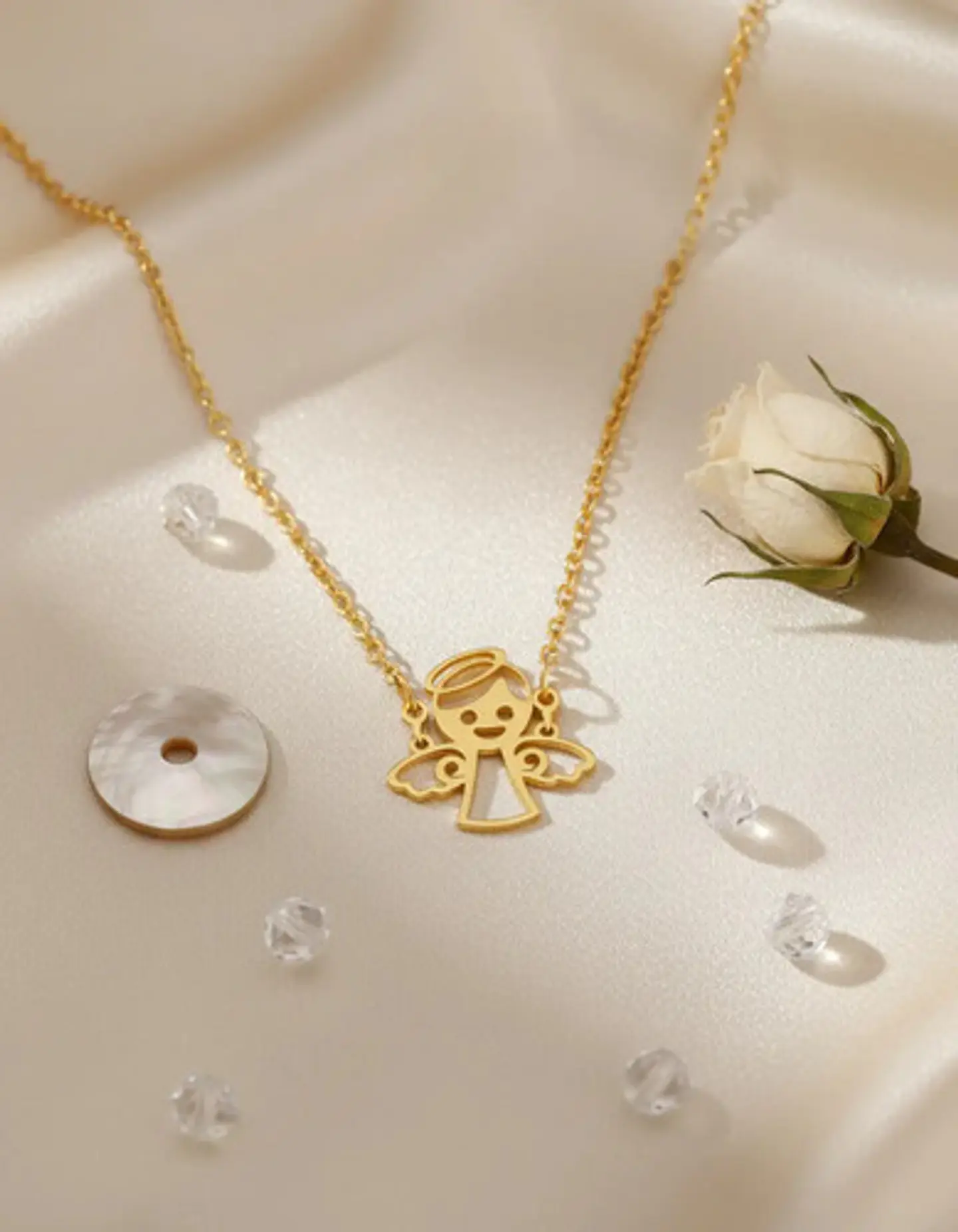 Collar En Acero Para Mujer Dije Cute De Angel De La Guardia 4