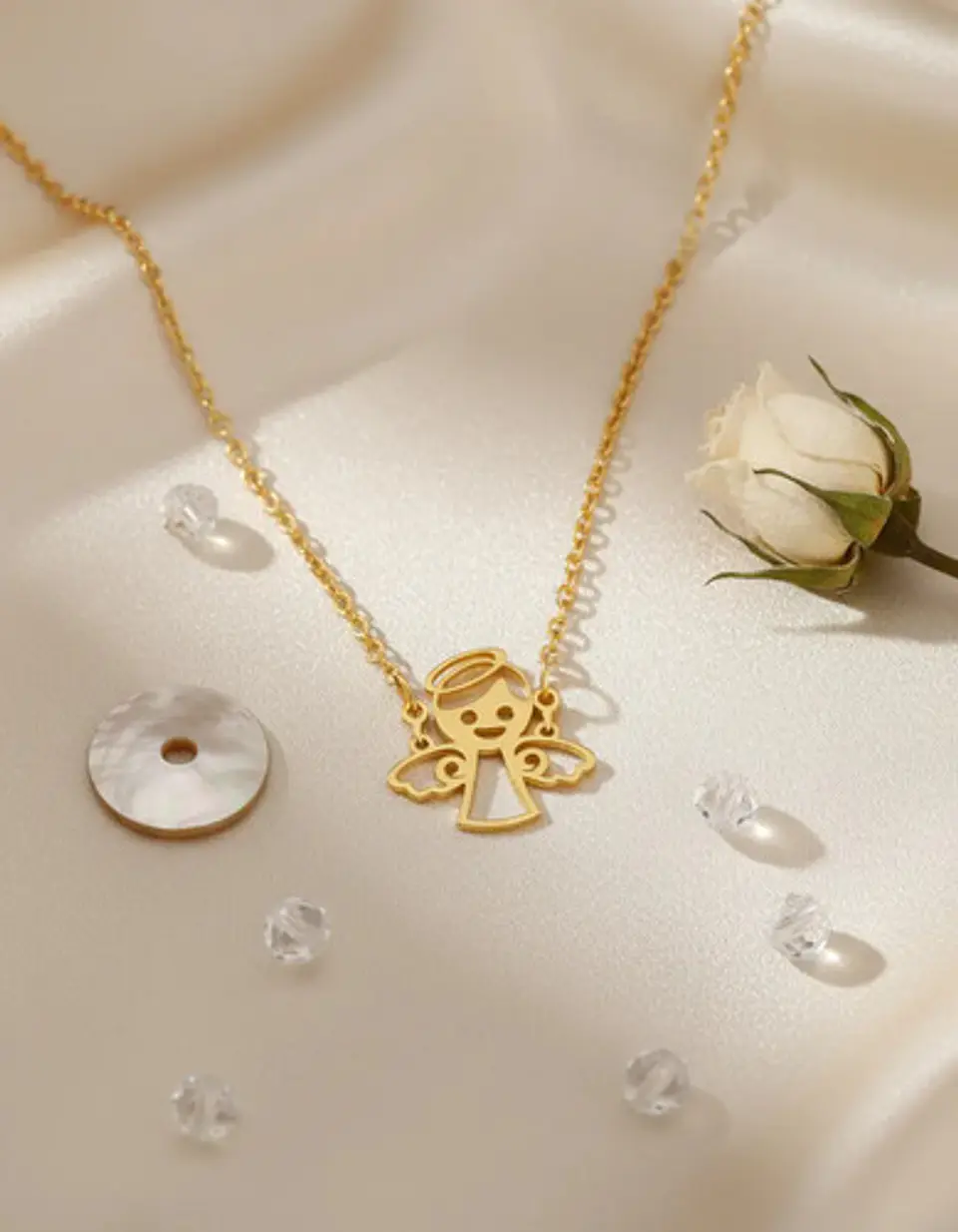 Collar En Acero Para Mujer Dije Cute De Angel De La Guardia 4
