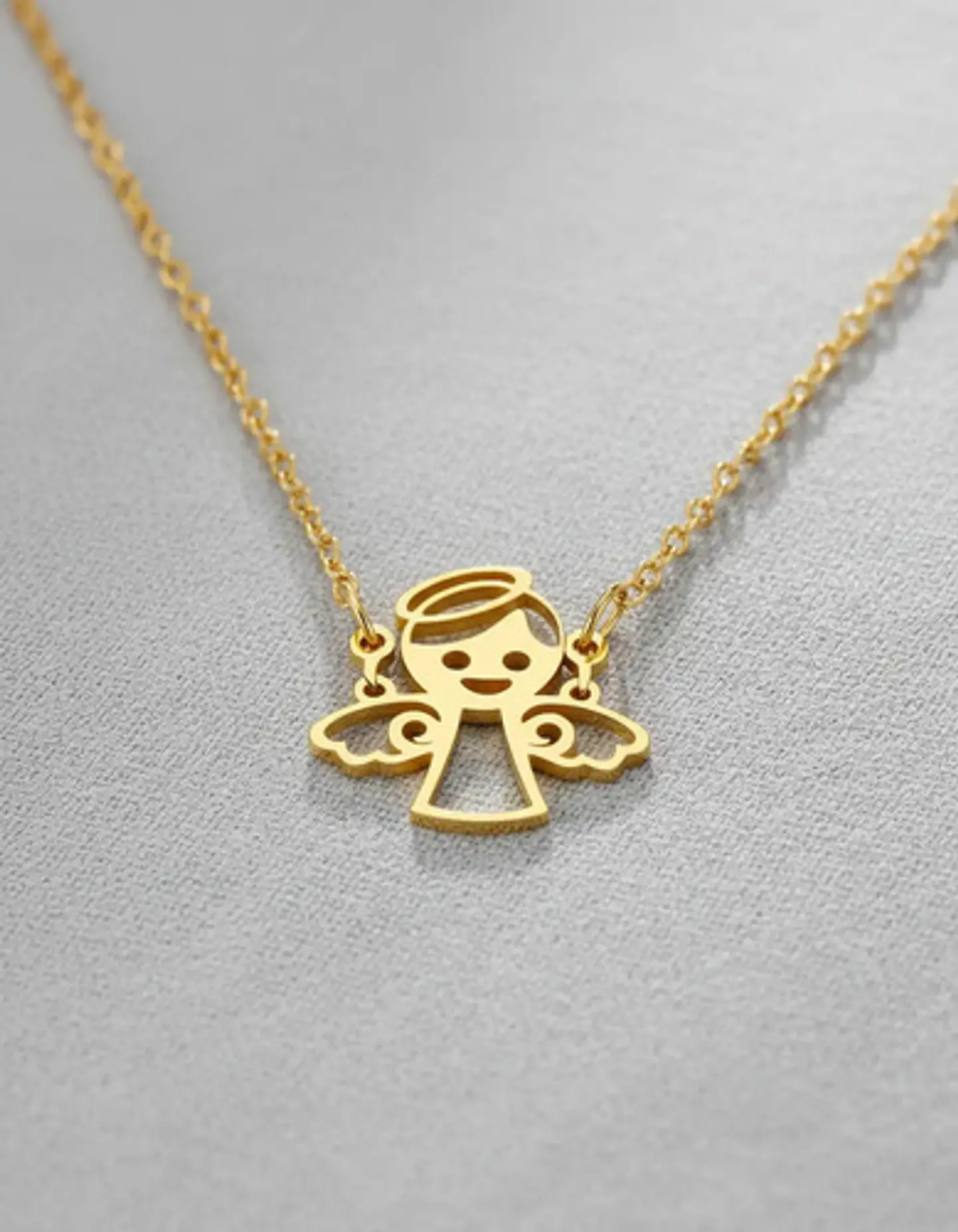 Collar En Acero Para Mujer Dije Cute De Angel De La Guardia 6